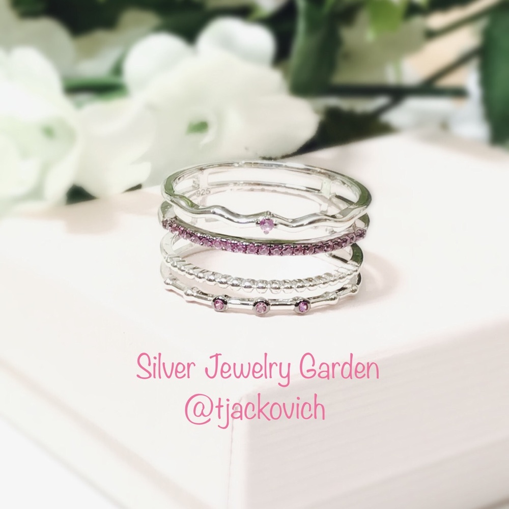 Pink Stackable Sterling Silver Ring - Picture 3 of 4